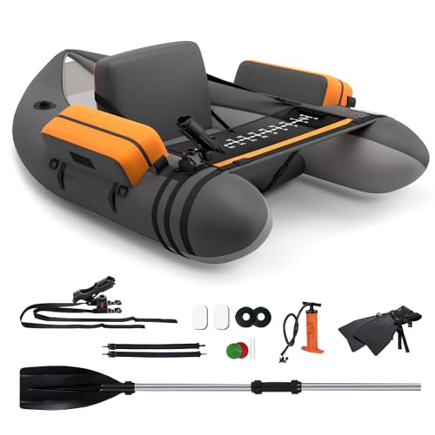 Costway inflatable fishing float tube belly boat with backrest and side storage pockets