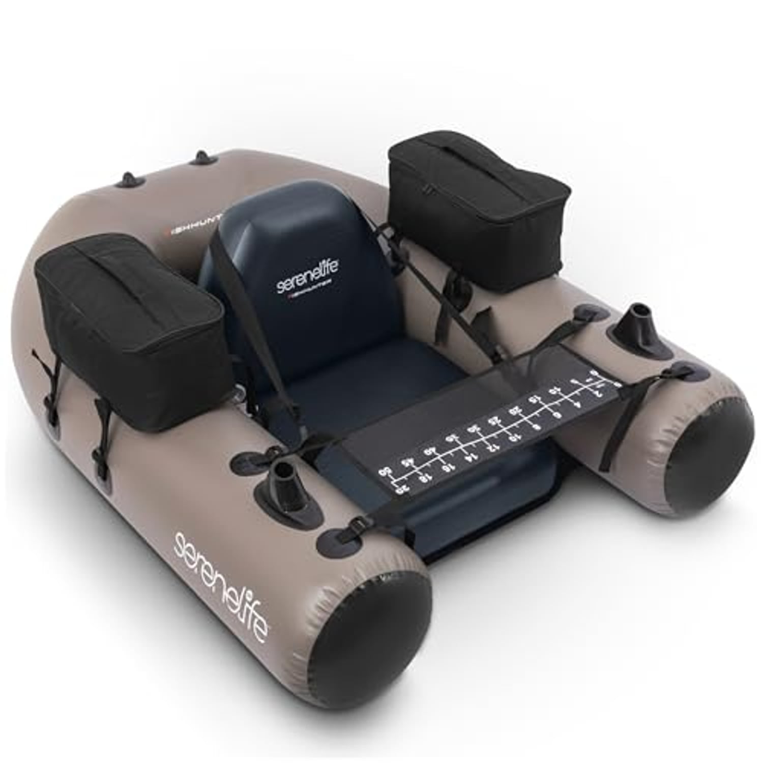 Serenelife inflatable fishing float tube with two rod holders and waterproof storage pockets