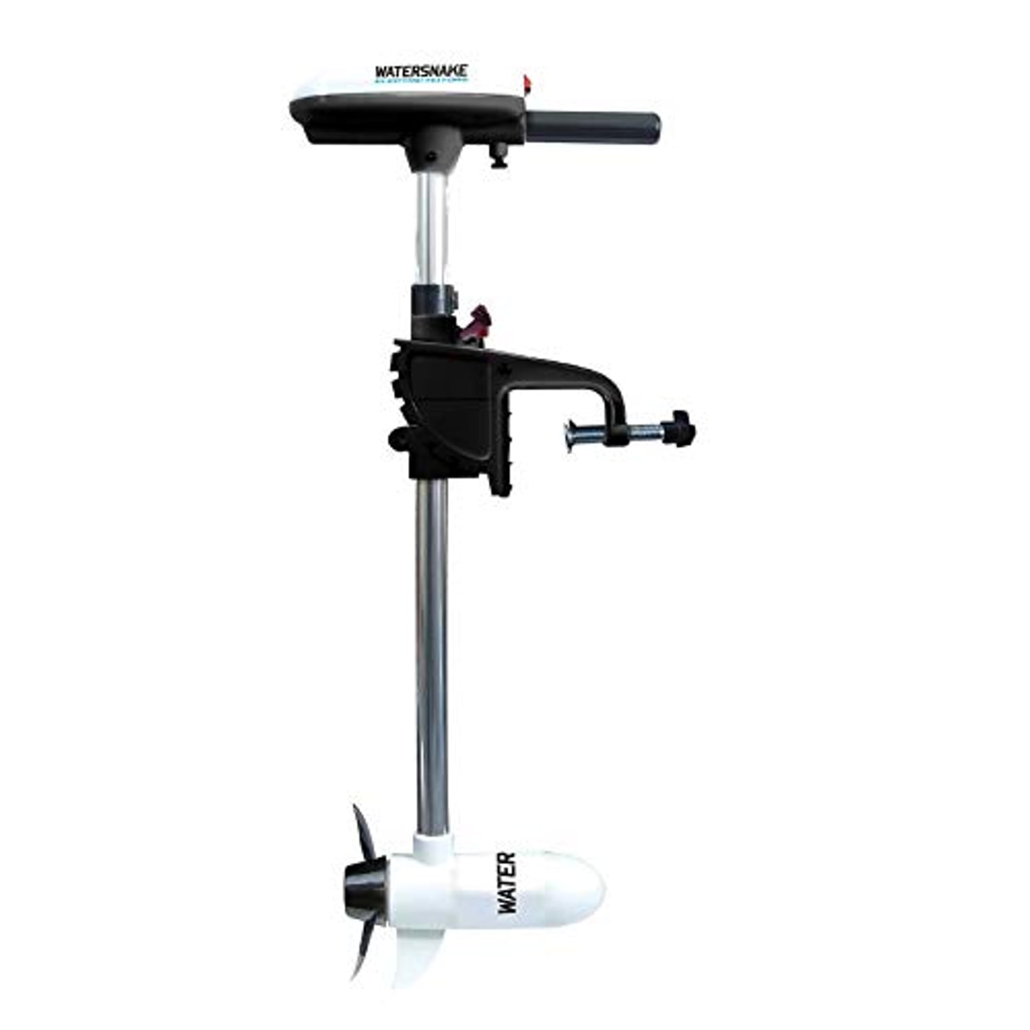 Watersnake T18 ASP electric trolling motor mounted on a small inflatable boat